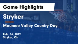 Stryker  vs Maumee Valley Country Day  Game Highlights - Feb. 16, 2019