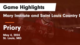 Mary Institute and Saint Louis Country Day School vs Priory  Game Highlights - May 4, 2024
