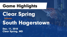 Clear Spring  vs South Hagerstown  Game Highlights - Dec. 11, 2018