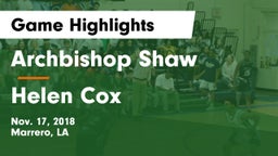 Archbishop Shaw  vs Helen Cox  Game Highlights - Nov. 17, 2018