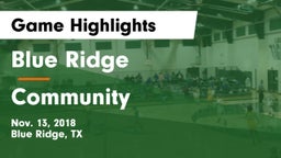 Blue Ridge  vs Community  Game Highlights - Nov. 13, 2018