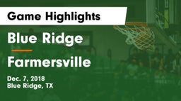 Blue Ridge  vs Farmersville  Game Highlights - Dec. 7, 2018