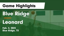 Blue Ridge  vs Leonard  Game Highlights - Feb. 4, 2023