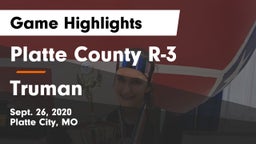 Platte County R-3 vs Truman  Game Highlights - Sept. 26, 2020