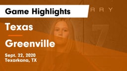 Texas  vs Greenville  Game Highlights - Sept. 22, 2020