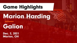 Marion Harding  vs Galion Game Highlights - Dec. 2, 2021