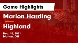 Marion Harding  vs Highland  Game Highlights - Dec. 10, 2021