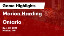 Marion Harding  vs Ontario  Game Highlights - Dec. 30, 2021