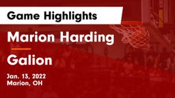 Marion Harding  vs Galion  Game Highlights - Jan. 13, 2022