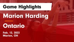 Marion Harding  vs Ontario  Game Highlights - Feb. 12, 2022