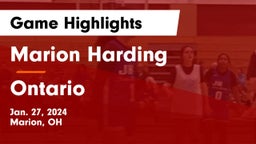 Marion Harding  vs Ontario  Game Highlights - Jan. 27, 2024