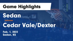 Sedan  vs Cedar Vale/Dexter  Game Highlights - Feb. 1, 2022
