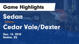 Sedan  vs Cedar Vale/Dexter  Game Highlights - Dec. 14, 2018