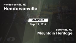 Matchup: Hendersonville High vs. Mountain Heritage  2016