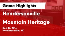 Hendersonville  vs Mountain Heritage  Game Highlights - Dec 09, 2016