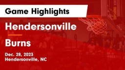 Hendersonville  vs Burns  Game Highlights - Dec. 28, 2023