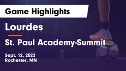 Lourdes  vs St. Paul Academy-Summit Game Highlights - Sept. 12, 2022
