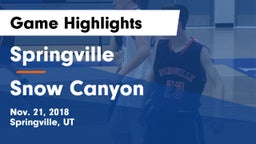 Springville  vs Snow Canyon  Game Highlights - Nov. 21, 2018