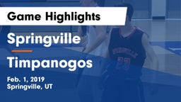 Springville  vs Timpanogos  Game Highlights - Feb. 1, 2019