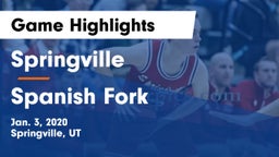 Springville  vs Spanish Fork  Game Highlights - Jan. 3, 2020