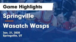 Springville  vs Wasatch Wasps Game Highlights - Jan. 21, 2020