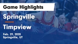 Springville  vs Timpview  Game Highlights - Feb. 29, 2020