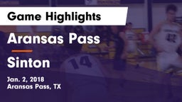 Aransas Pass  vs Sinton  Game Highlights - Jan. 2, 2018