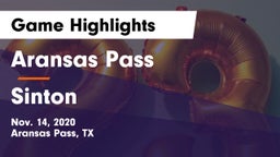 Aransas Pass  vs Sinton  Game Highlights - Nov. 14, 2020