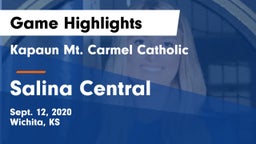 Kapaun Mt. Carmel Catholic  vs Salina Central  Game Highlights - Sept. 12, 2020