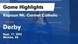 Kapaun Mt. Carmel Catholic  vs Derby  Game Highlights - Sept. 17, 2022