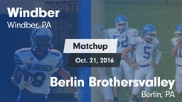 Matchup: Windber  vs. Berlin Brothersvalley  2016