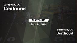 Matchup: Centaurus High vs. Berthoud  2016