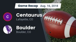 Recap: Centaurus  vs. Boulder  2018
