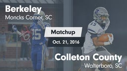 Matchup: Berkeley  vs. Colleton County  2016