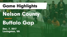 Nelson County  vs Buffalo Gap  Game Highlights - Dec. 7, 2017
