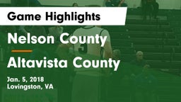 Nelson County  vs Altavista County  Game Highlights - Jan. 5, 2018