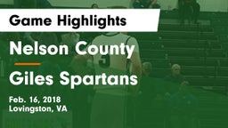 Nelson County  vs Giles  Spartans Game Highlights - Feb. 16, 2018