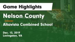 Nelson County  vs Altavista Combined School  Game Highlights - Dec. 13, 2019