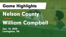 Nelson County  vs William Campbell  Game Highlights - Jan. 14, 2020