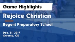Rejoice Christian  vs Regent Preparatory School  Game Highlights - Dec. 21, 2019
