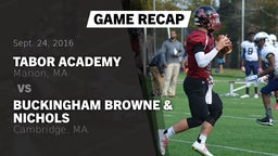 Recap: Tabor Academy  vs. Buckingham Browne & Nichols  2016