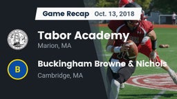 Recap: Tabor Academy  vs. Buckingham Browne & Nichols  2018