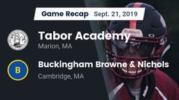 Recap: Tabor Academy  vs. Buckingham Browne & Nichols  2019