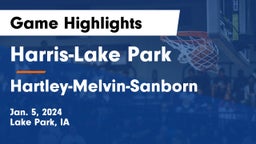 Harris-Lake Park  vs Hartley-Melvin-Sanborn  Game Highlights - Jan. 5, 2024