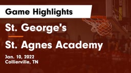 St. George's  vs St. Agnes Academy Game Highlights - Jan. 10, 2022