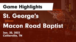 St. George's  vs Macon Road Baptist  Game Highlights - Jan. 20, 2022