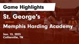 St. George's  vs Memphis Harding Academy Game Highlights - Jan. 13, 2023
