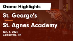 St. George's  vs St. Agnes Academy Game Highlights - Jan. 3, 2024