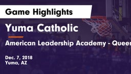 Yuma Catholic  vs American Leadership Academy - Queen Creek Game Highlights - Dec. 7, 2018