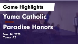 Yuma Catholic  vs Paradise Honors Game Highlights - Jan. 14, 2020